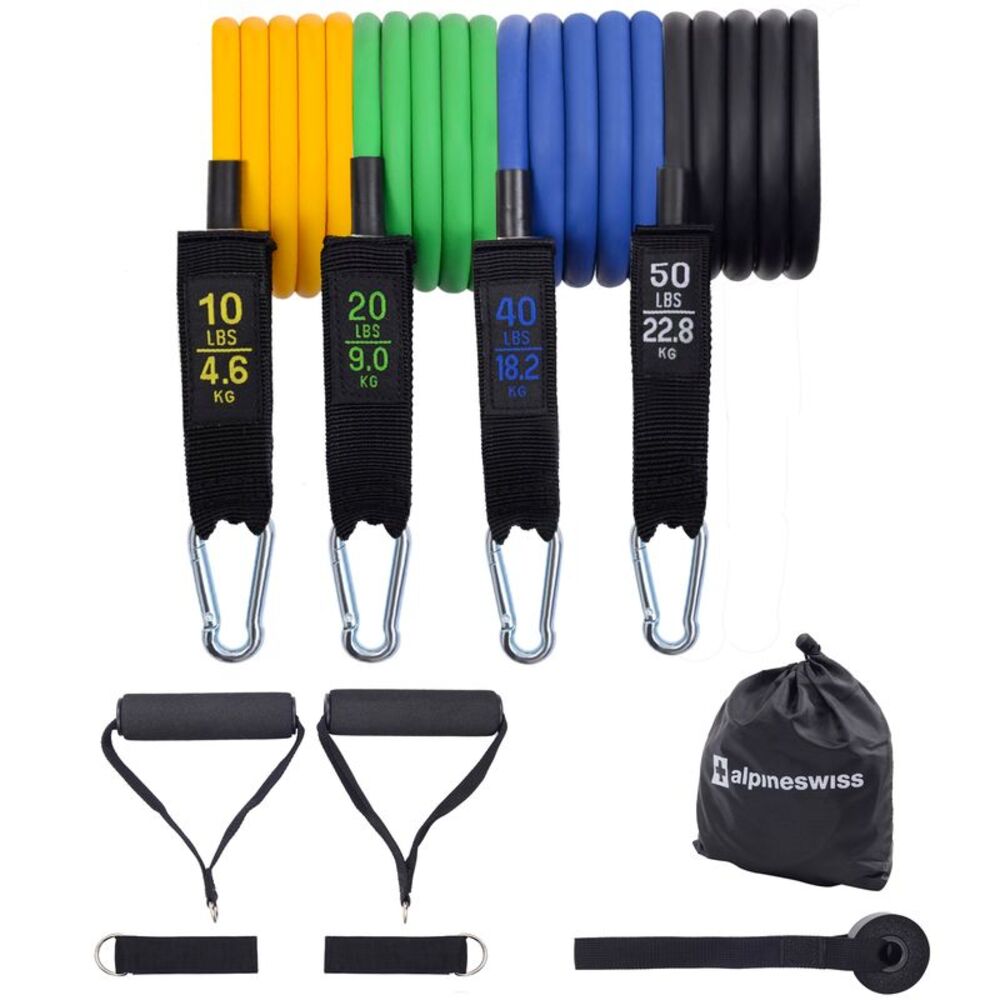 Alpine Swiss Exercise Resistance Bands with Handles Workout Fitness Tube Bands